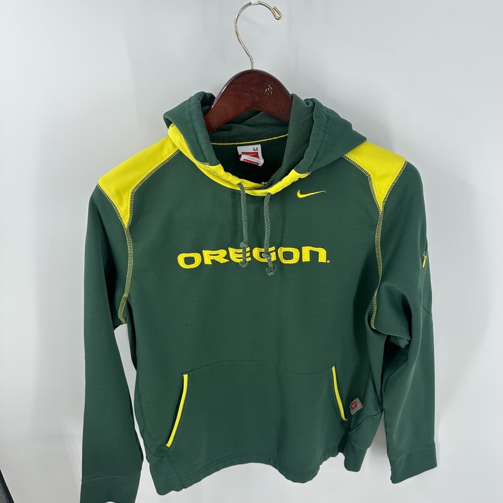 Oregon Ducks Football Nike Team Therma‎ Fit Youth Green Yellow Sweatshirt Size M